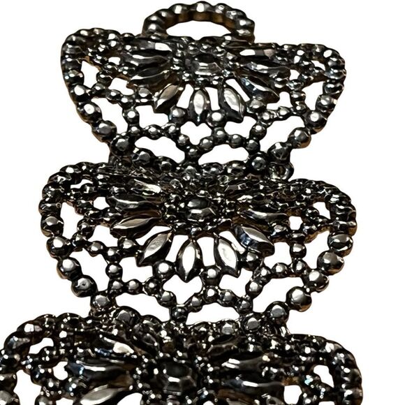 Lace Silver Tone Bracelet Toggle Closure Gift for Her Holiday Gift Gifting - Picture 7 of 10